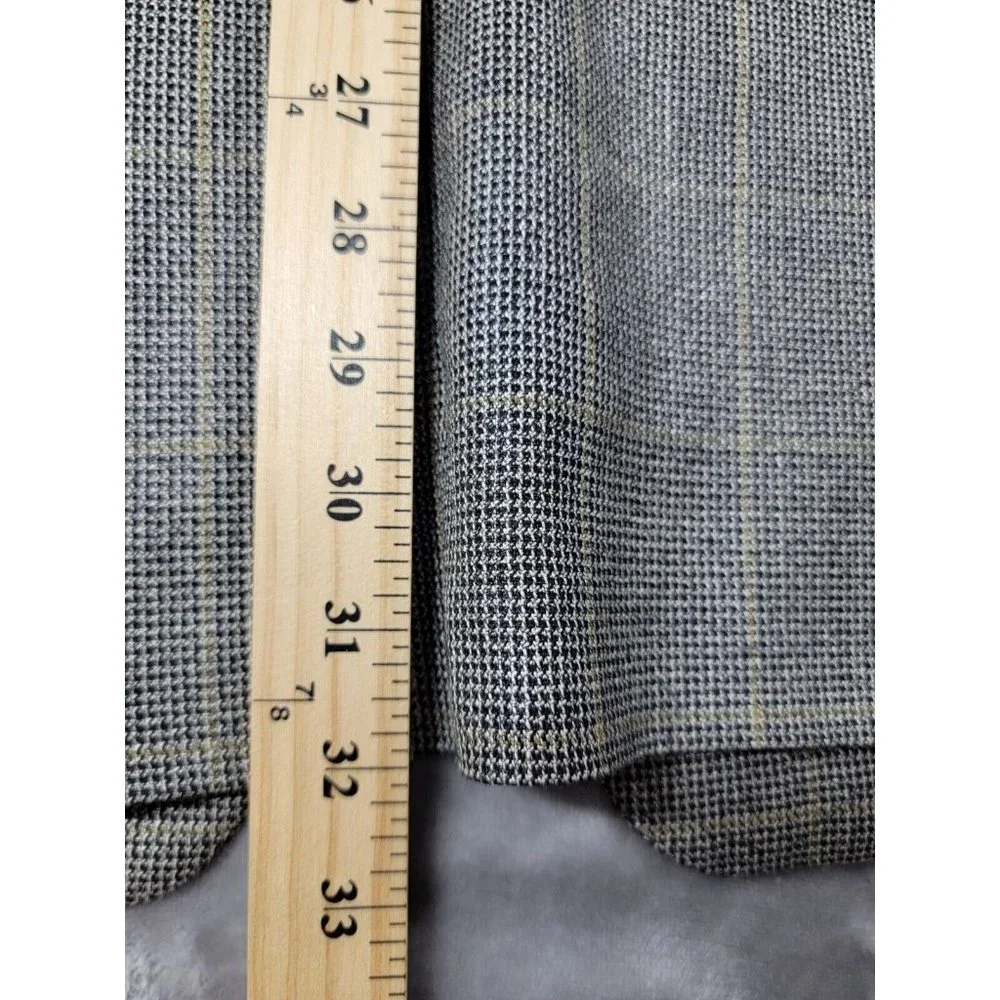 HICKEY FREEMAN 42L Canterbury Blazer Sport Coat‎ Windowpane Blazer Silk Wool